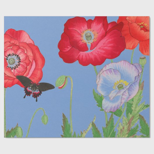 JAPANESE POPPIËNTEN MET FLESJES CADEAUPAPIER (Vlak)