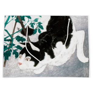 JAPANESE PRINT CAT GIFT BAG Hiroaki Takahashi 1931 Groot Cadeauzakje