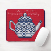 JAPANESE PROVERB TEA POT Cross Stitch Style Design Muismat (Met muis)
