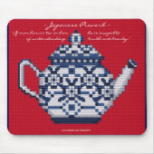 JAPANESE PROVERB TEA POT Cross Stitch Style Design Muismat (Voorkant)