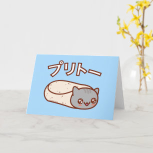Japanese PURRITO Cat Wenskaart Kaart