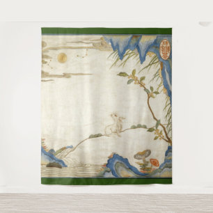 JAPANESE RABBIT OVER DE MOON Tapestry Wandkleed