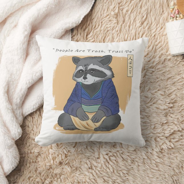 JAPANESE RACCOON QUOTE PEAPLE VERTROUWEN ME KUSSEN (Deken)