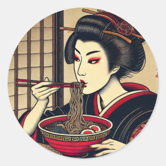 Japanese Ramen Kabuki KImono Ukiyoe Ronde Sticker