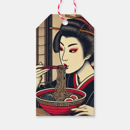 Japanese ramen kimono ukiyoe cadeaulabel (Voorkant)