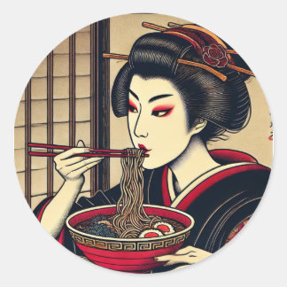 Japanese ramen ukiyoe japan hiroshige kabuki ronde sticker
