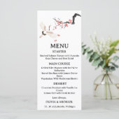 Japanese Red-Crowned Crane Wedding Menu Card  (Staand voorkant)