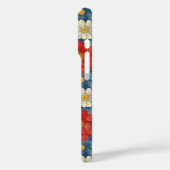 Japanese Red Floral Pattern Monogrammed Case-Mate iPhone Case (Achterkant / Links)