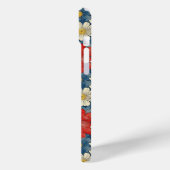 Japanese Red Floral Pattern Monogrammed Case-Mate iPhone Case (Achterkant / Links)