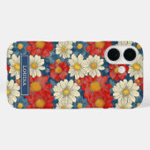 Japanese Red Floral Pattern Monogrammed Case-Mate iPhone Case (Achterkant (horizontaal))