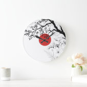 Japanese Red Sun & Brush Tree Art Grote Klok (Huis)