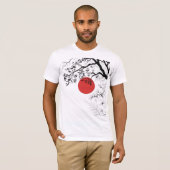 Japanese Red Sun & Brush Tree Art T-shirt (Voorkant volledig)