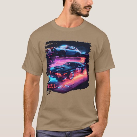 Japanese Retro Car Racing Drifting Art JDMuning vi T-shirt (Voorkant)