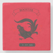 Japanese Rooster Red Stone Onderzetter (Voorkant)