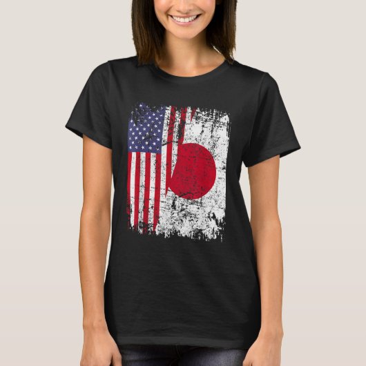 JAPANESE ROOTS Half-American Flag JAPAN T-shirt (Voorkant)