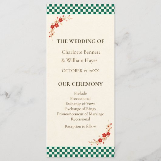Japanese Sakura Ichimatsu Wedding Program Programmakaart (Voorkant)