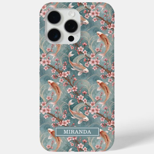 Japanese Sakura Koi Fish Pattern Monogrammed Case- Case-Mate iPhone Case (Achterkant)
