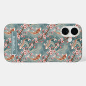 Japanese Sakura Koi Fish Pattern Monogrammed Case-Mate iPhone Case (Achterkant (horizontaal))