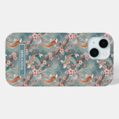 Japanese Sakura Koi Fish Pattern Monogrammed Case-Mate iPhone Case (Achterkant (horizontaal))