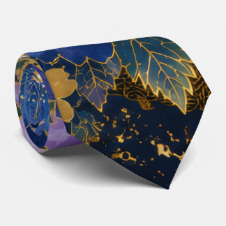 Japanese Sakura Necktie | Navy Blue Kimono Floral Stropdas
