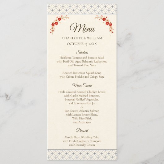 Japanese Sakura Shippo Wedding Menu (Voorkant)
