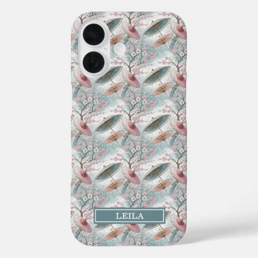 Japanese Sakura Umbrella Pattern Monogrammed Case-Mate iPhone Case (Achterkant)