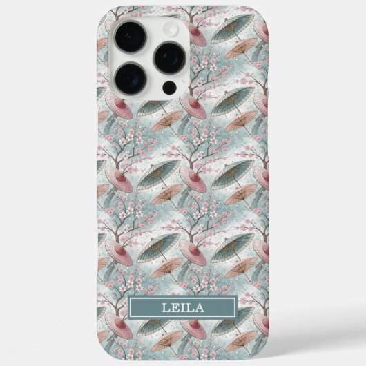 Japanese Sakura Umbrella Pattern Monogrammed Case-Mate iPhone Case (Achterkant)