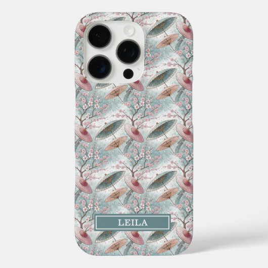 Japanese Sakura Umbrella Pattern Monogrammed Case-Mate iPhone Case (Achterkant)