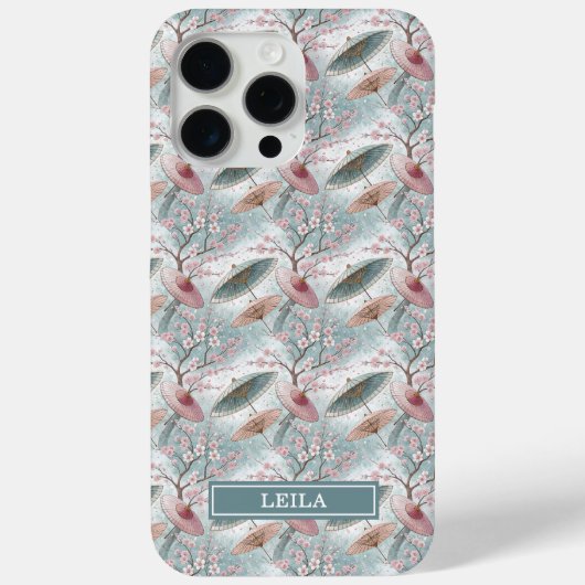Japanese Sakura Umbrella Pattern Monogrammed Case-Mate iPhone Case (Achterkant)