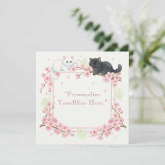 Japanese Sakura & Zen Cats Watercolor Bedankkaart