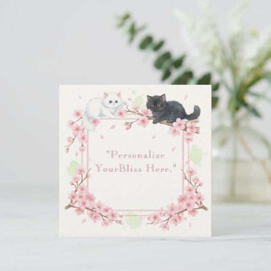 Japanese Sakura & Zen Cats Watercolor Bedankkaart (Staand voorkant)