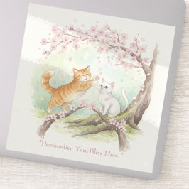 Japanese Sakura & Zen Cats Watercolor  Sticker