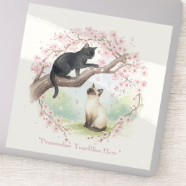 Japanese Sakura & Zen Cats Watercolor  Sticker