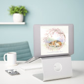 Japanese Sakura & Zen Cats Watercolor  Sticker (Laptop op bureau)