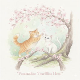 Japanese Sakura & Zen Cats Watercolor  Sticker