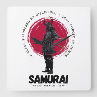 Japanese Samarai Wall Clock  Vierkante Klok