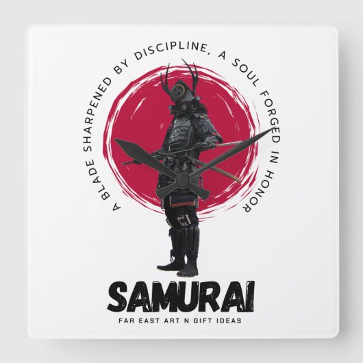 Japanese Samarai Wall Clock  Vierkante Klok (Voorkant)