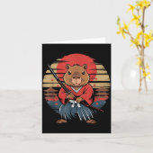Japanese Samurai Capybara Kaart (Gele Bloem)