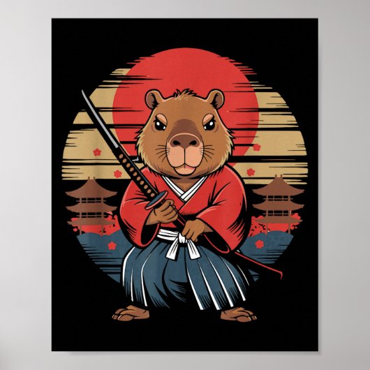 Japanese Samurai Capybara  Poster (Voorkant)