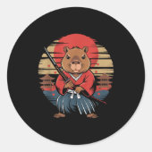 Japanese Samurai Capybara  Ronde Sticker (Voorkant)