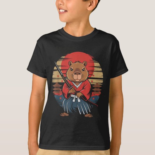 Japanese Samurai Capybara  T-shirt (Voorkant)