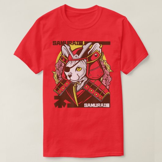 Japanese Samurai Cat Warrior Eye Patch In Traditio T-shirt (Design voorkant)