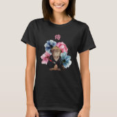 Japanese Samurai Cat Watercolor Flowers T-shirt (Voorkant)