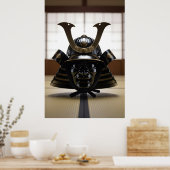 Japanese Samurai Helmet Poster (Keuken)