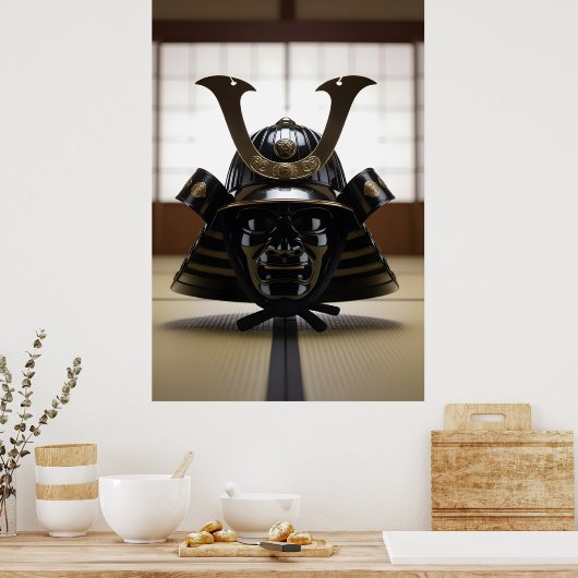 Japanese Samurai Helmet Poster (Keuken)