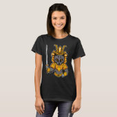 Japanese Samurai Katana Ninja Cat Sword Feline Oyo T-shirt (Voorkant volledig)