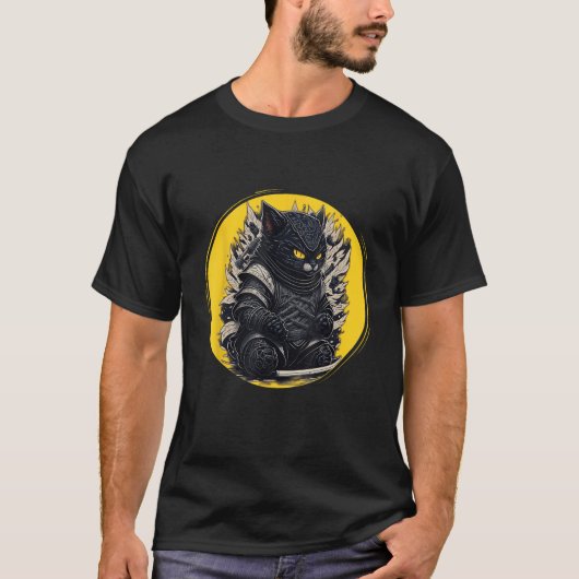Japanese Samurai Ninja Cat T-shirt (Voorkant)