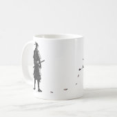 Japanese Samurai&Sakura Ink Art Mug Koffiemok (Voorkant links)