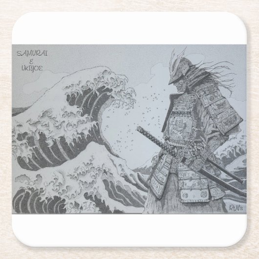 Japanese samurai&ukiyoe original art kartonnen onderzetters (Voorkant)