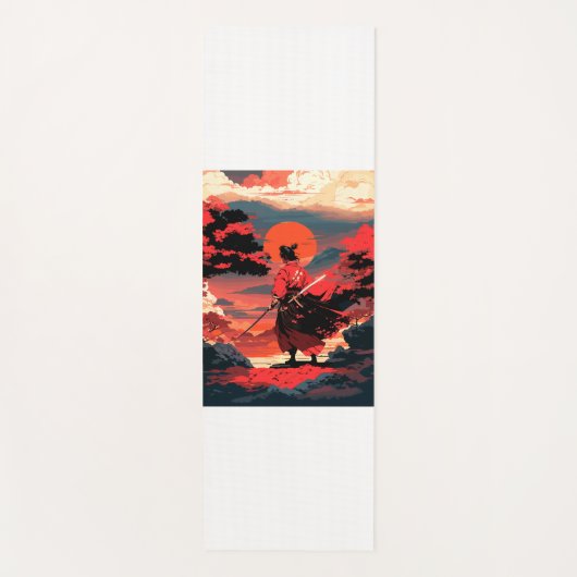 Japanese samurai warrior and retro sunset yogamat (Voorkant)
